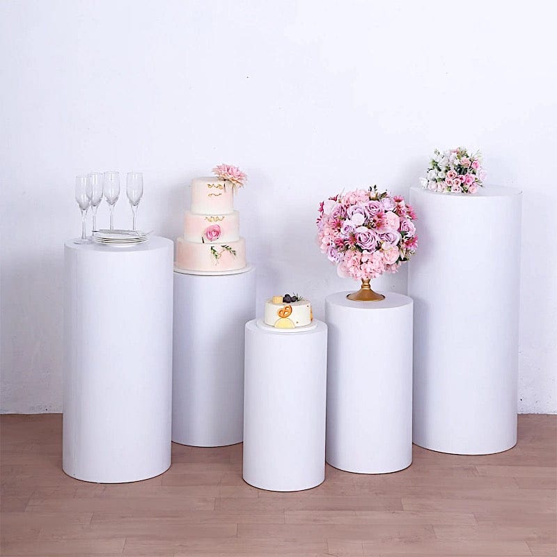 5 White Metal Round Plinth Pedestal Stand