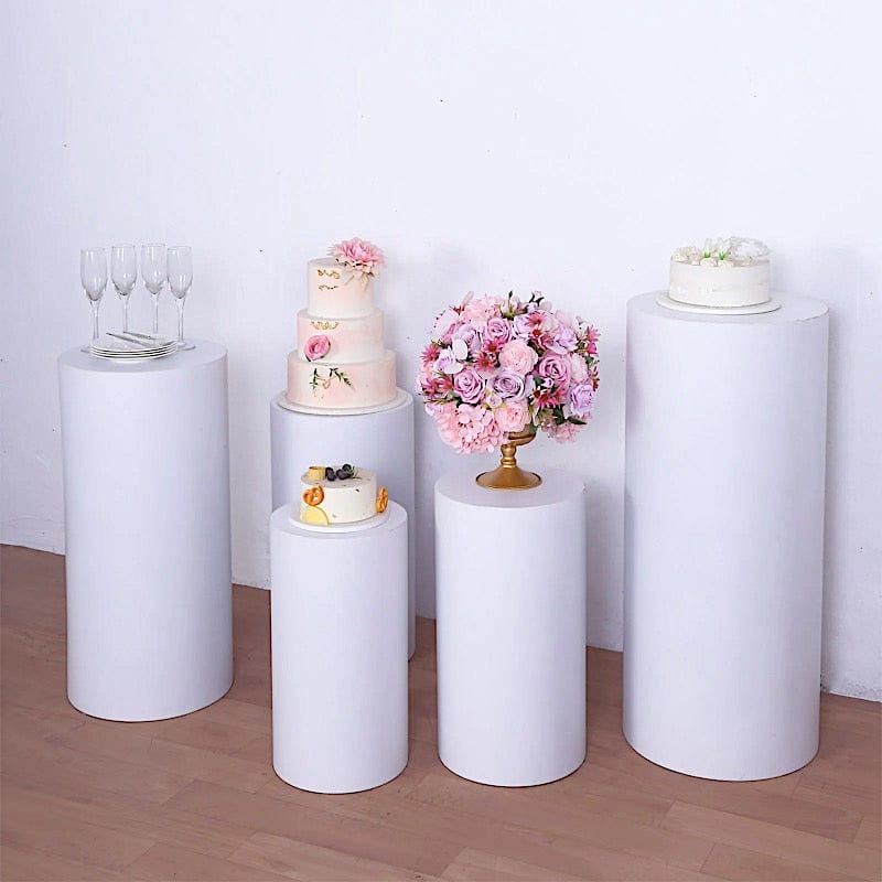 5 White Metal Round Plinth Pedestal Stand