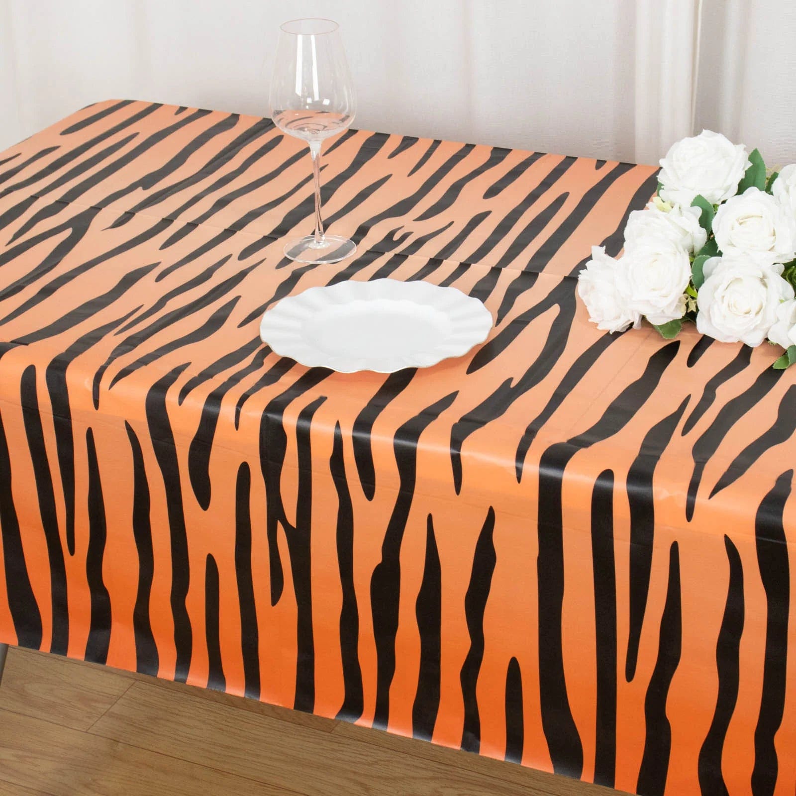 5 Assorted 54x108 in Rectangular Disposable Plastic Tablecloths with Animal Safari Designs