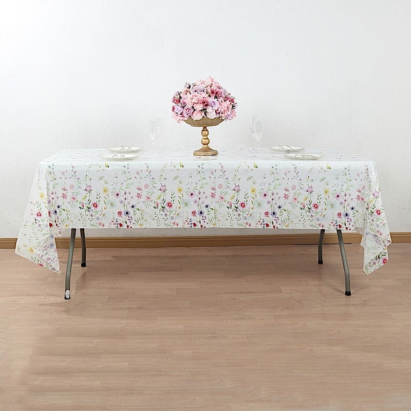 5 Assorted 54x108 in Rectangular Disposable  Plastic Tablecloths with Wild Flowers Butterfly Print