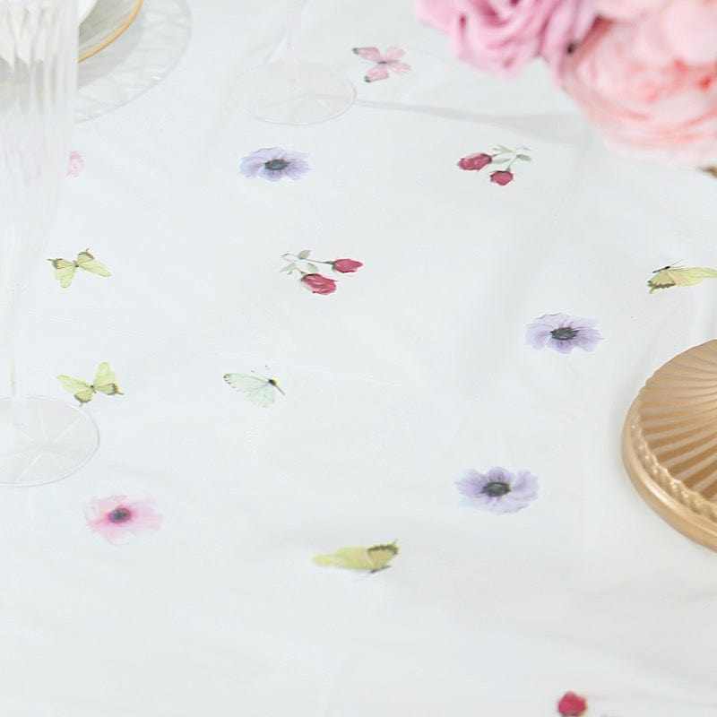 5 Assorted 54x108 in Rectangular Disposable  Plastic Tablecloths with Wild Flowers Butterfly Print