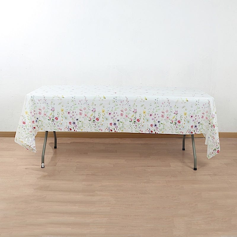 5 Assorted 54x108 in Rectangular Disposable  Plastic Tablecloths with Wild Flowers Butterfly Print