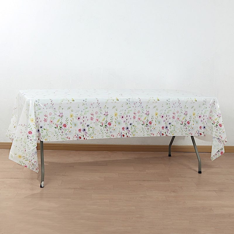 5 Assorted 54x108 in Rectangular Disposable  Plastic Tablecloths with Wild Flowers Butterfly Print