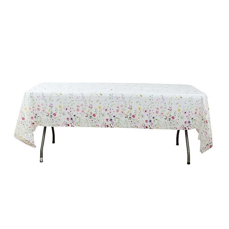 5 Assorted 54x108 in Rectangular Disposable  Plastic Tablecloths with Wild Flowers Butterfly Print