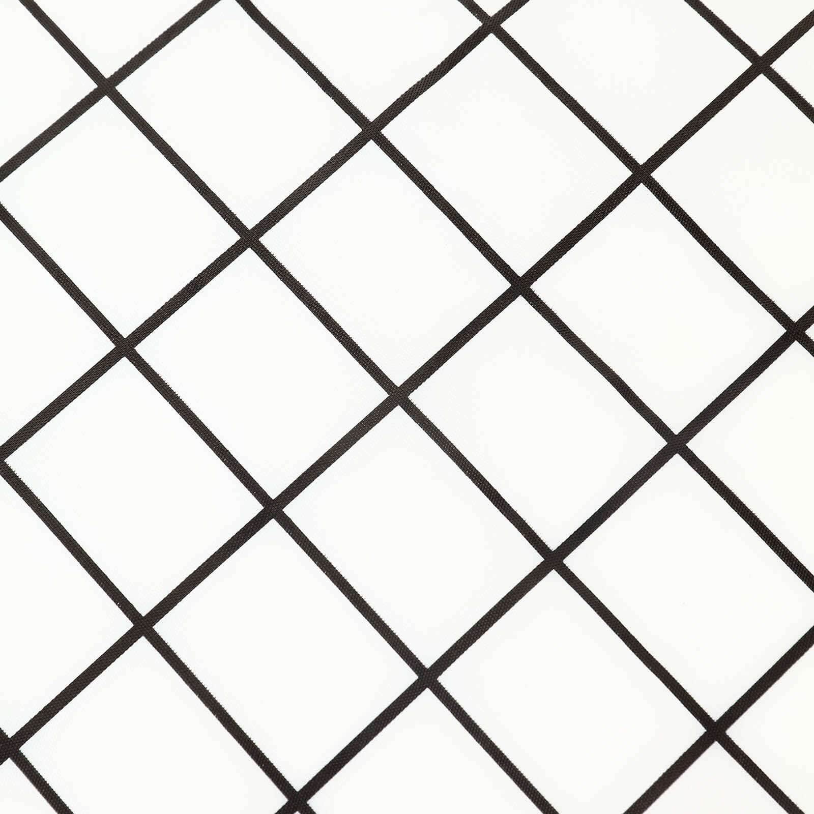 5 Black and White 54x108 in Rectangular Grid Plastic Table Covers