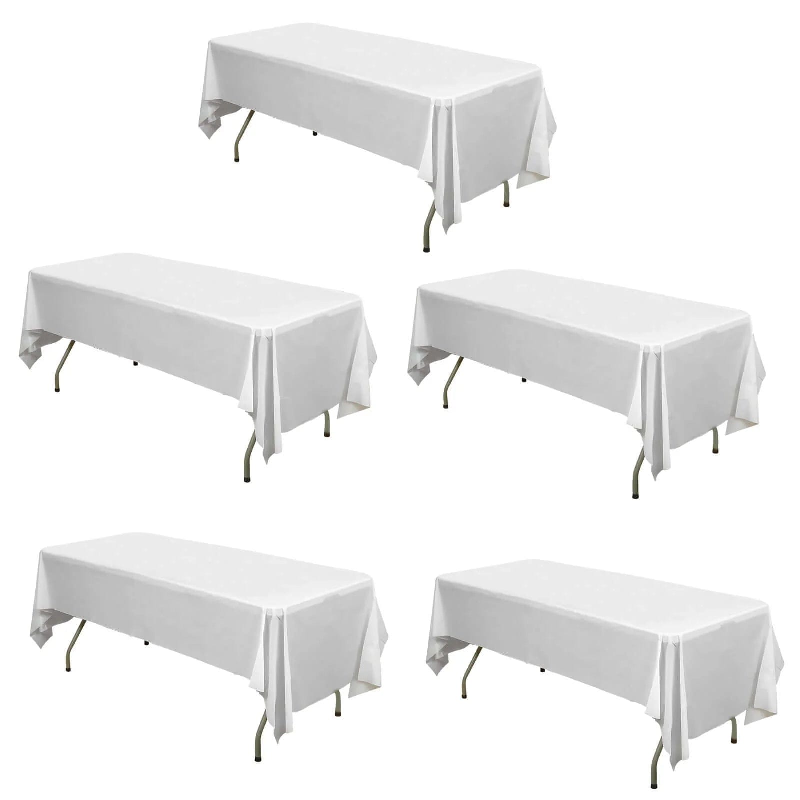 5 pcs 54x108 inch Disposable Plastic Table Covers Rectangular Tablecloths