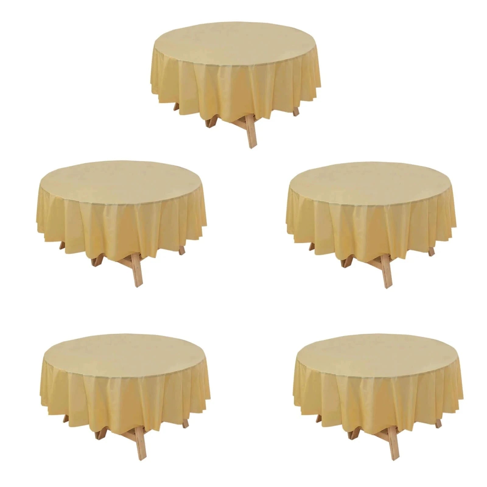5 pcs 84 in Round Disposable Plastic Table Cover Tablecloth