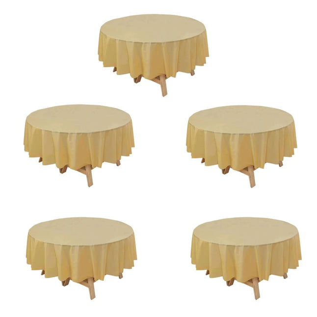 5 pcs 84 in Round Disposable Plastic Table Cover Tablecloth