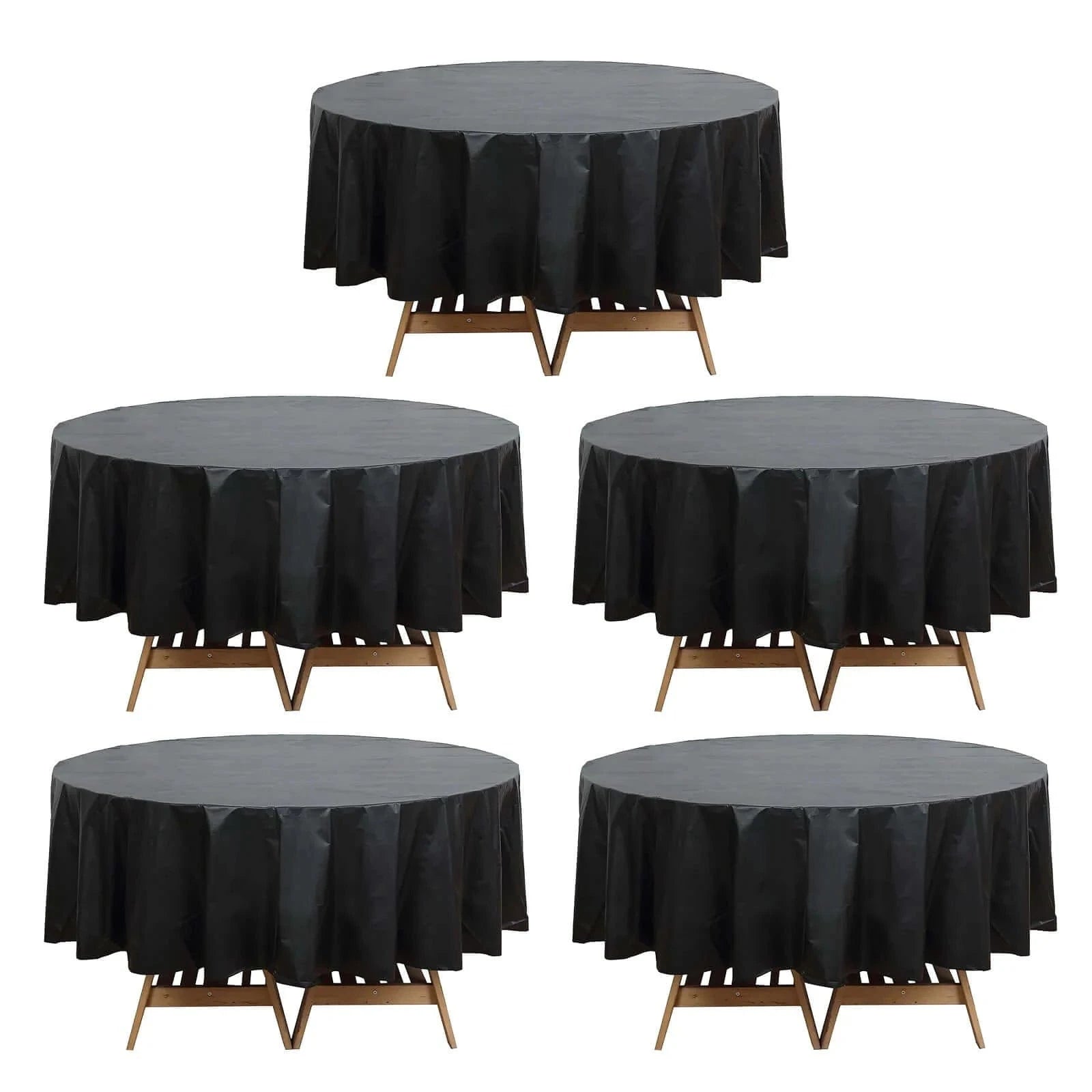 5 pcs 84 in Round Disposable Plastic Table Cover Tablecloth