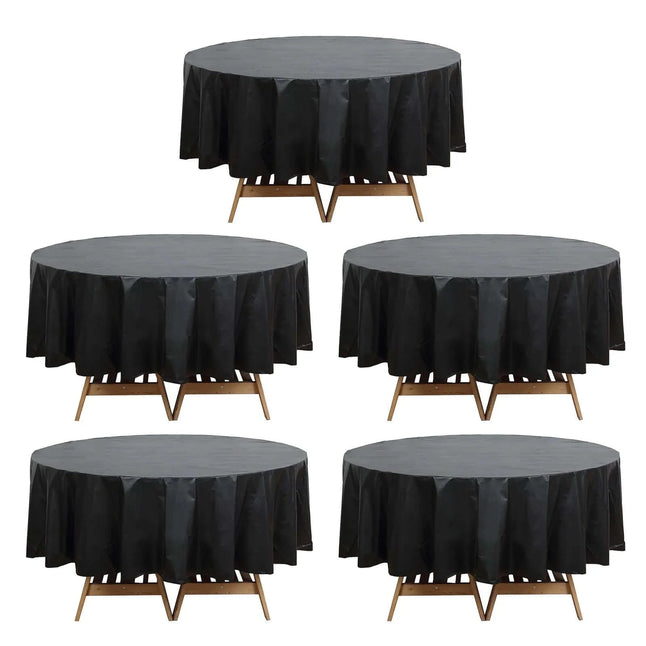 5 pcs 84 in Round Disposable Plastic Table Cover Tablecloth