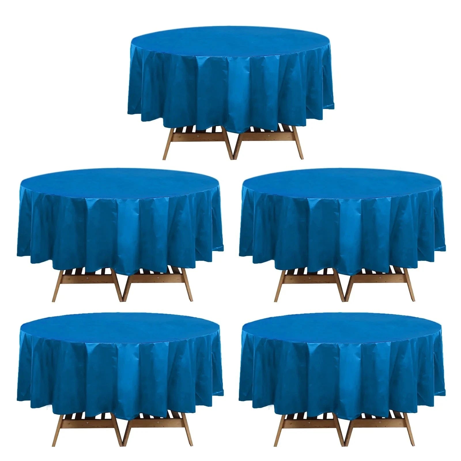 5 pcs 84 in Round Disposable Plastic Table Cover Tablecloth