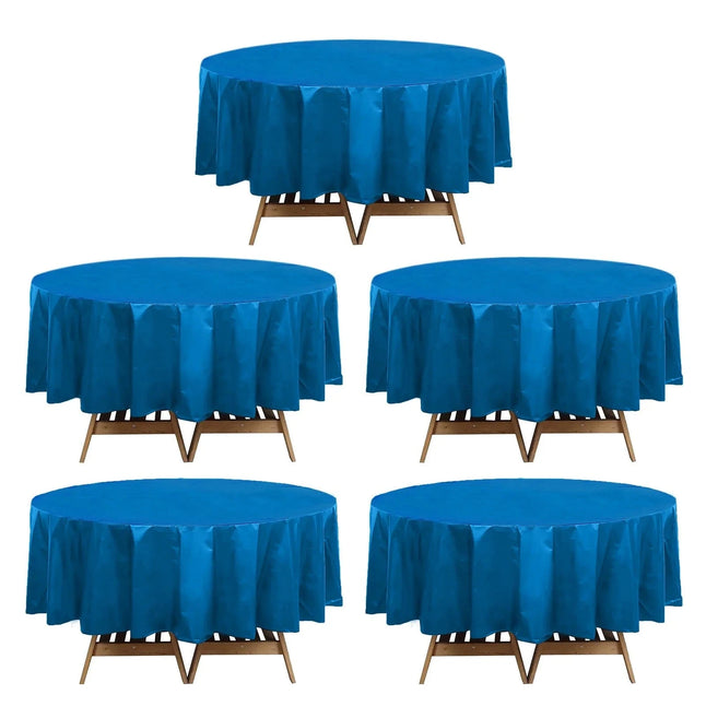 5 pcs 84 in Round Disposable Plastic Table Cover Tablecloth