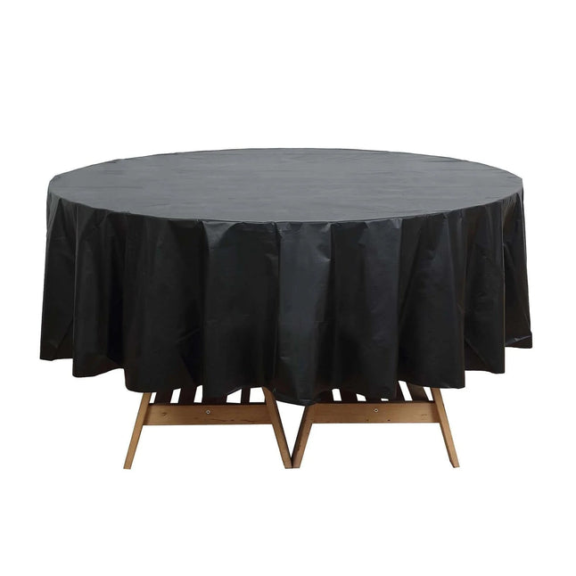 5 pcs 84 in Round Disposable Plastic Table Cover Tablecloth