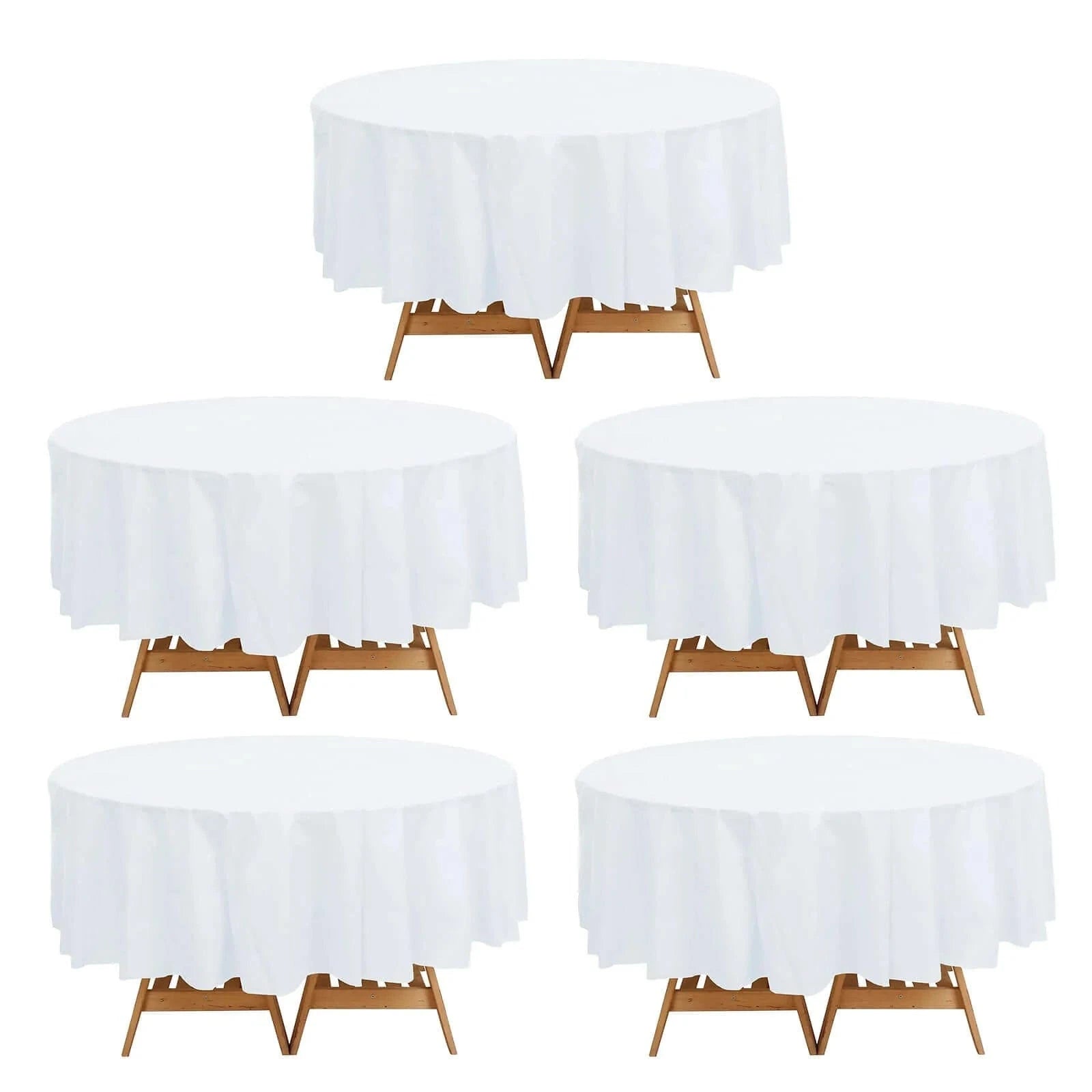 5 pcs 84 in Round Disposable Plastic Table Cover Tablecloth