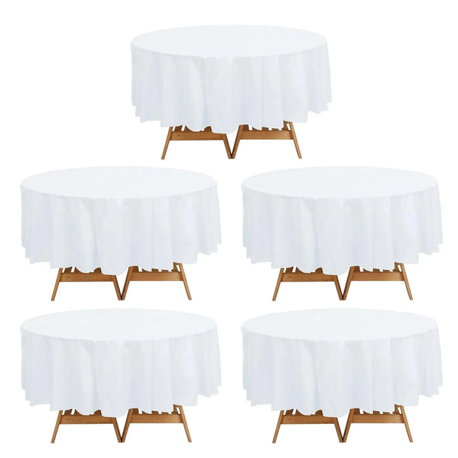 5 pcs 84 in Round Disposable Plastic Table Cover Tablecloth