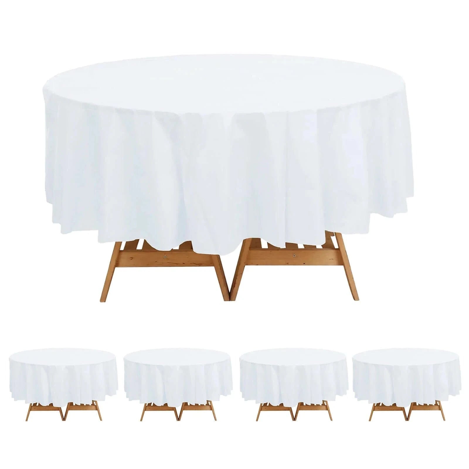 5 pcs 84 in Round Disposable Plastic Table Cover Tablecloth