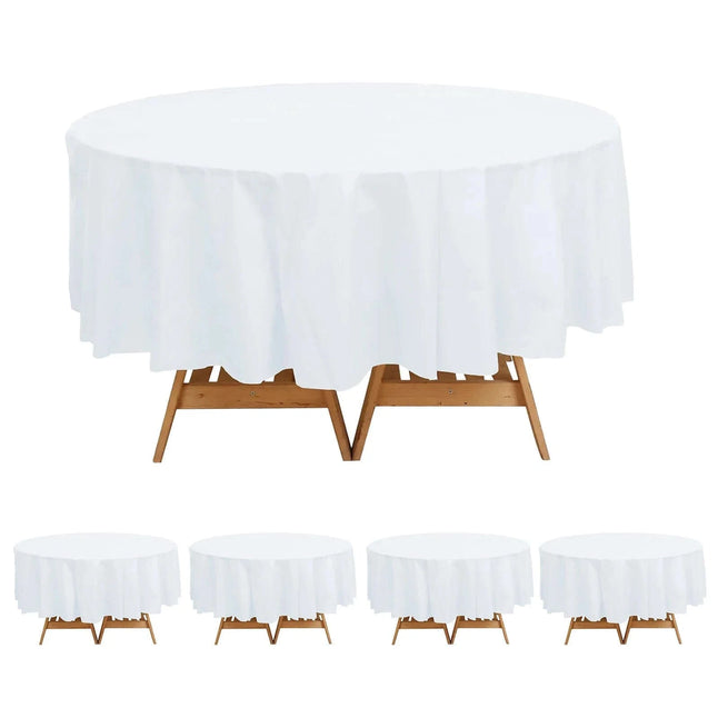 5 pcs 84 in Round Disposable Plastic Table Cover Tablecloth