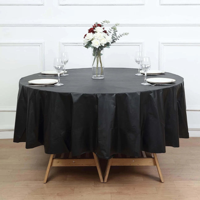5 pcs 84 in Round Disposable Plastic Table Cover Tablecloth