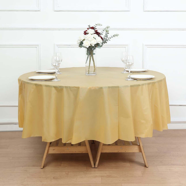 5 pcs 84 in Round Disposable Plastic Table Cover Tablecloth