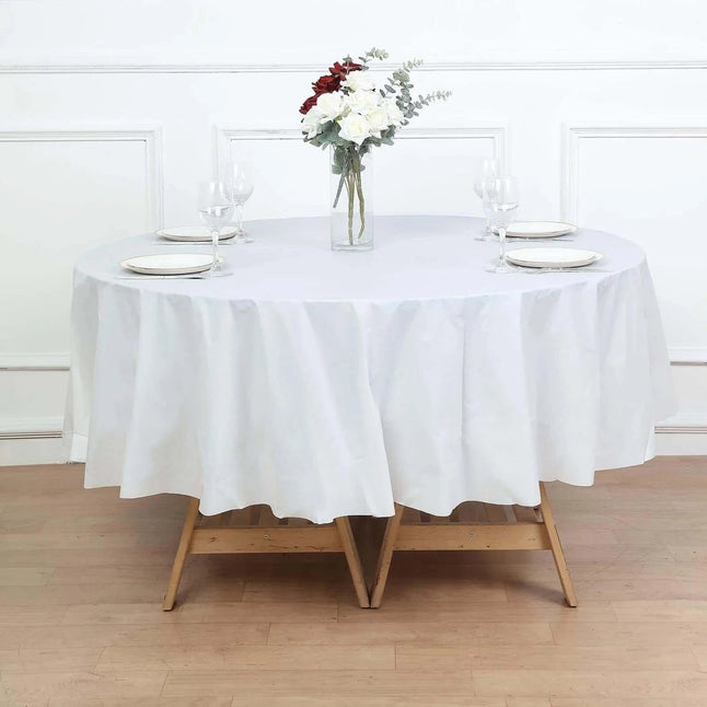 5 pcs 84 in Round Disposable Plastic Table Cover Tablecloth