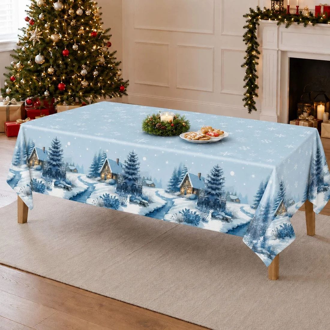 5 Plastic 54x108 in Rectangular Christmas Tablecloths Disposable Table Covers