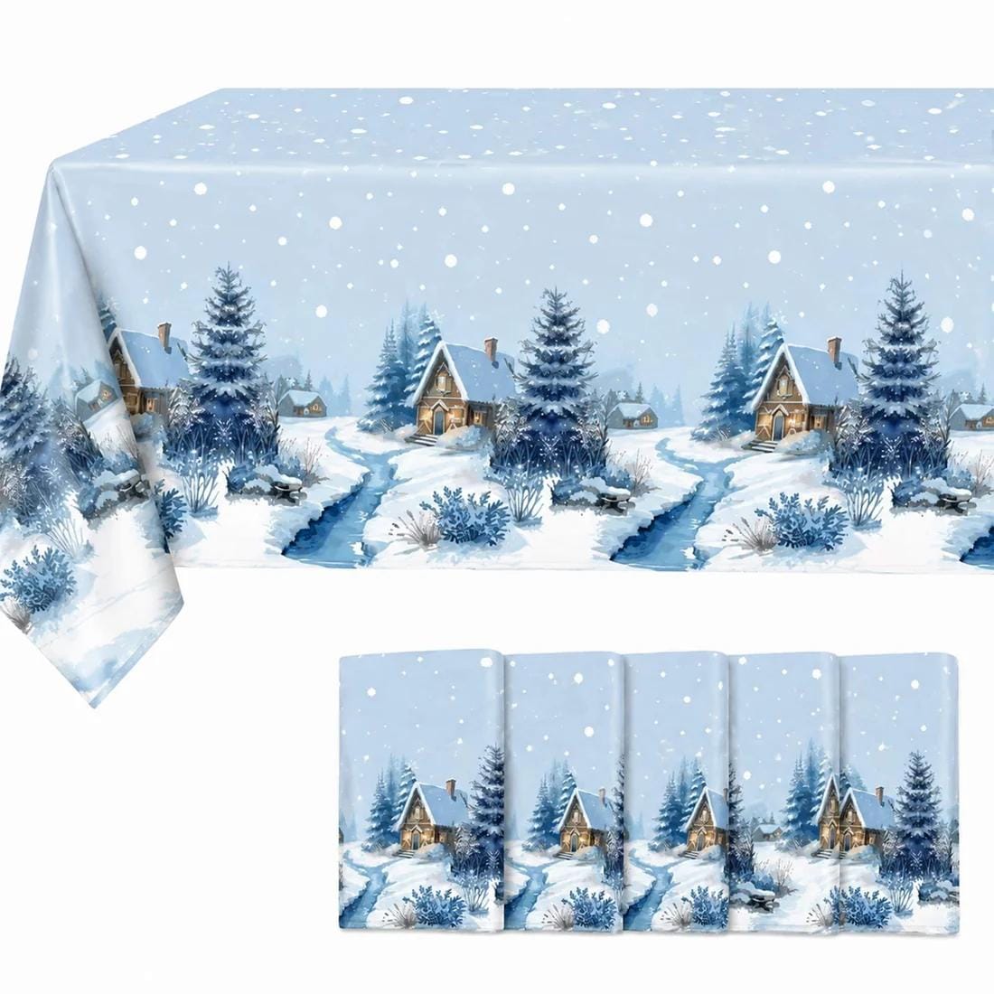5 Plastic 54x108 in Rectangular Christmas Tablecloths Disposable Table Covers