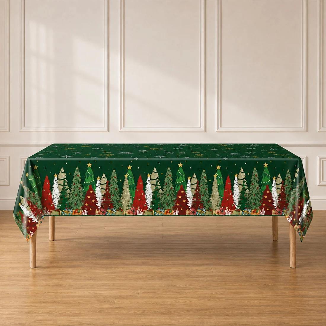 5 Plastic 54x108 in Rectangular Christmas Tablecloths Disposable Table Covers
