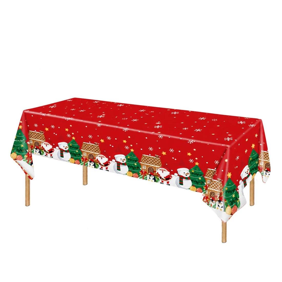 5 Plastic 54x108 in Rectangular Christmas Tablecloths Disposable Table Covers