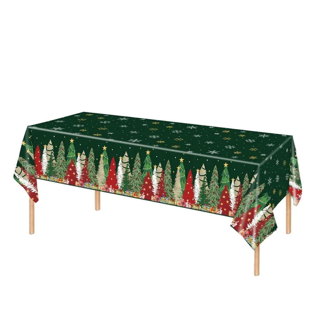 5 Plastic 54x108 in Rectangular Christmas Tablecloths Disposable Table Covers