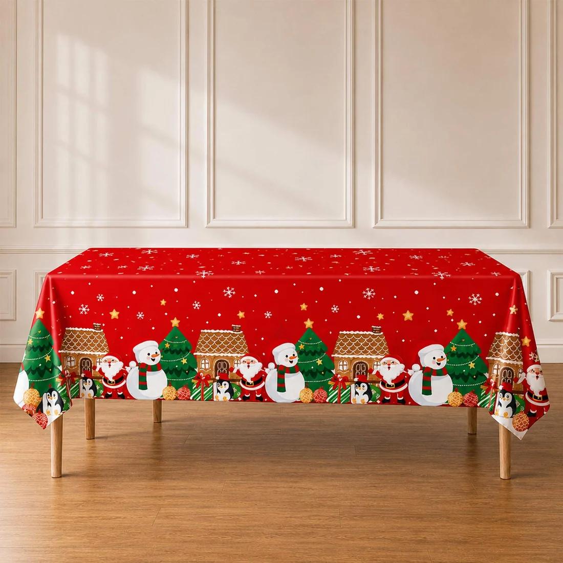 5 Plastic 54x108 in Rectangular Christmas Tablecloths Disposable Table Covers