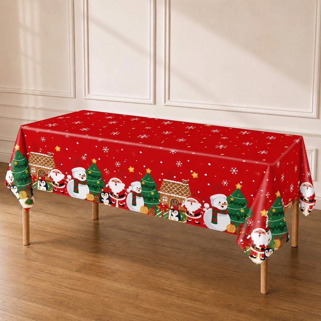 5 Plastic 54x108 in Rectangular Christmas Tablecloths Disposable Table Covers