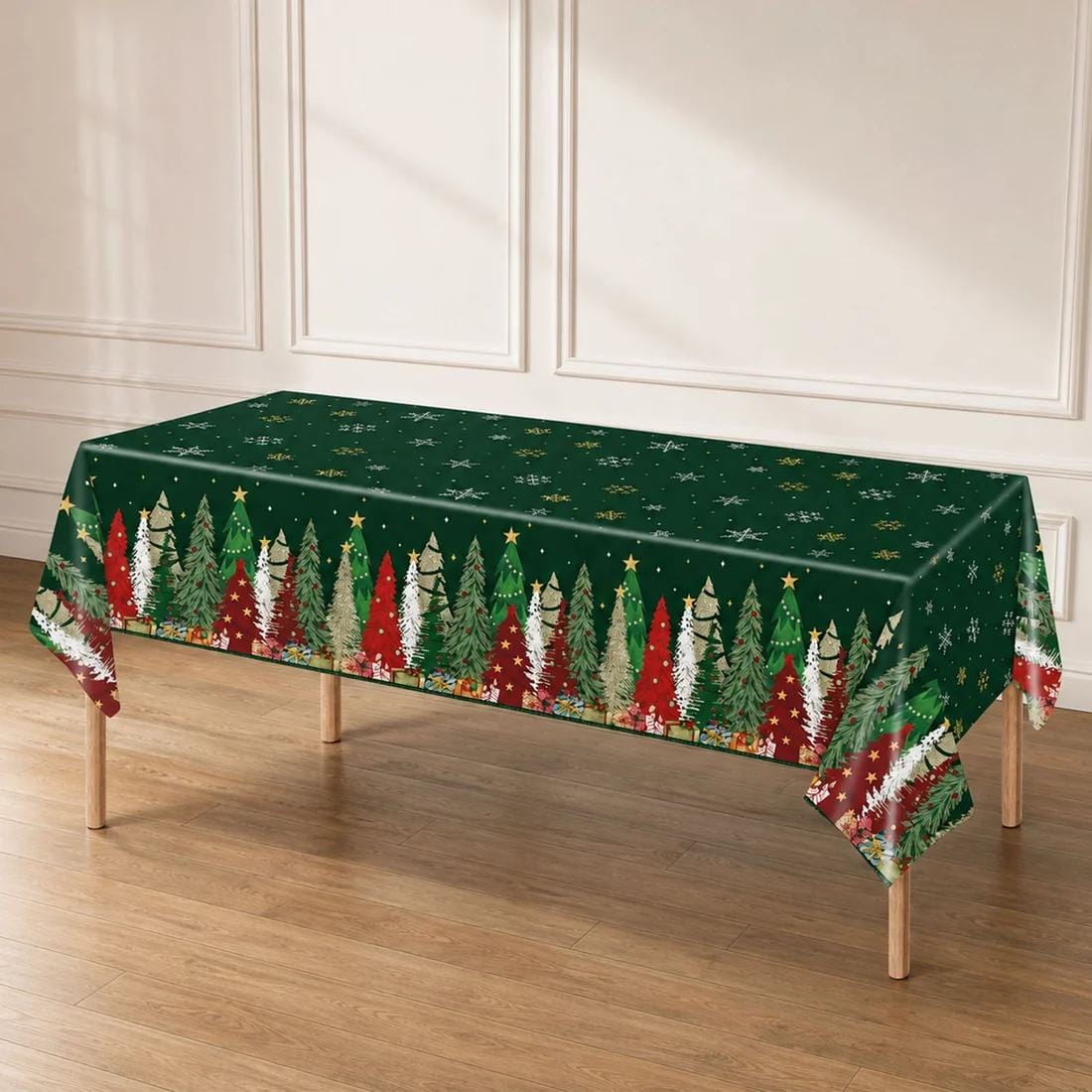 5 Plastic 54x108 in Rectangular Christmas Tablecloths Disposable Table Covers