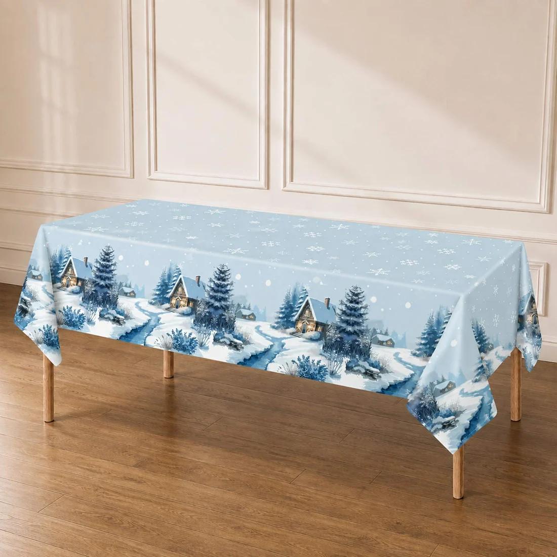 5 Plastic 54x108 in Rectangular Christmas Tablecloths Disposable Table Covers