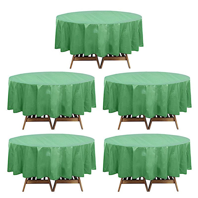 5 pcs 84 in Round Disposable Plastic Table Cover Tablecloth
