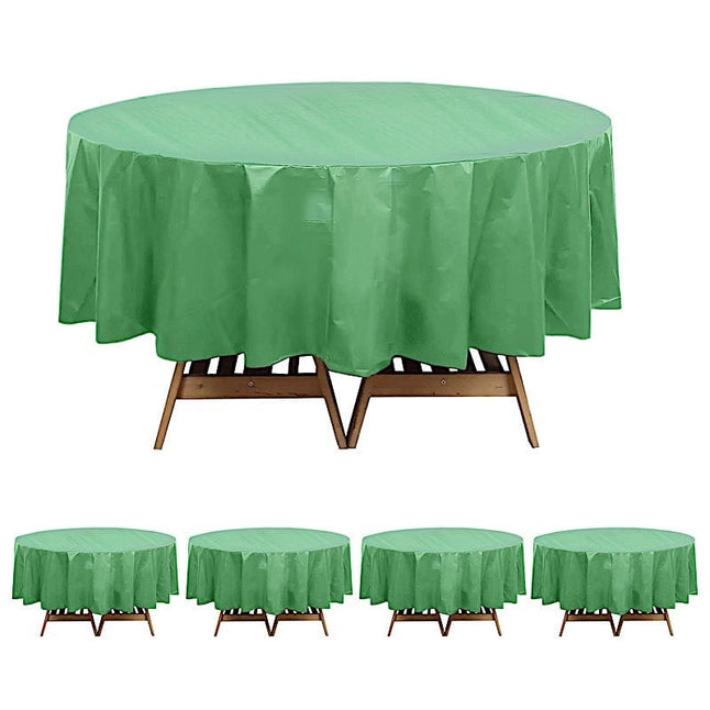 5 pcs 84 in Round Disposable Plastic Table Cover Tablecloth