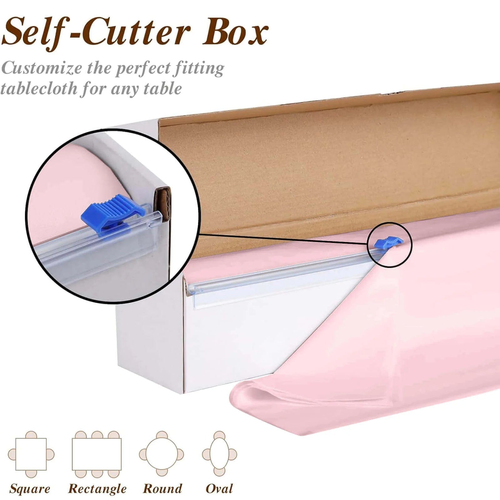 54x3600 in Disposable Plastic Table Cover Roll in a Cut-to-Size Box