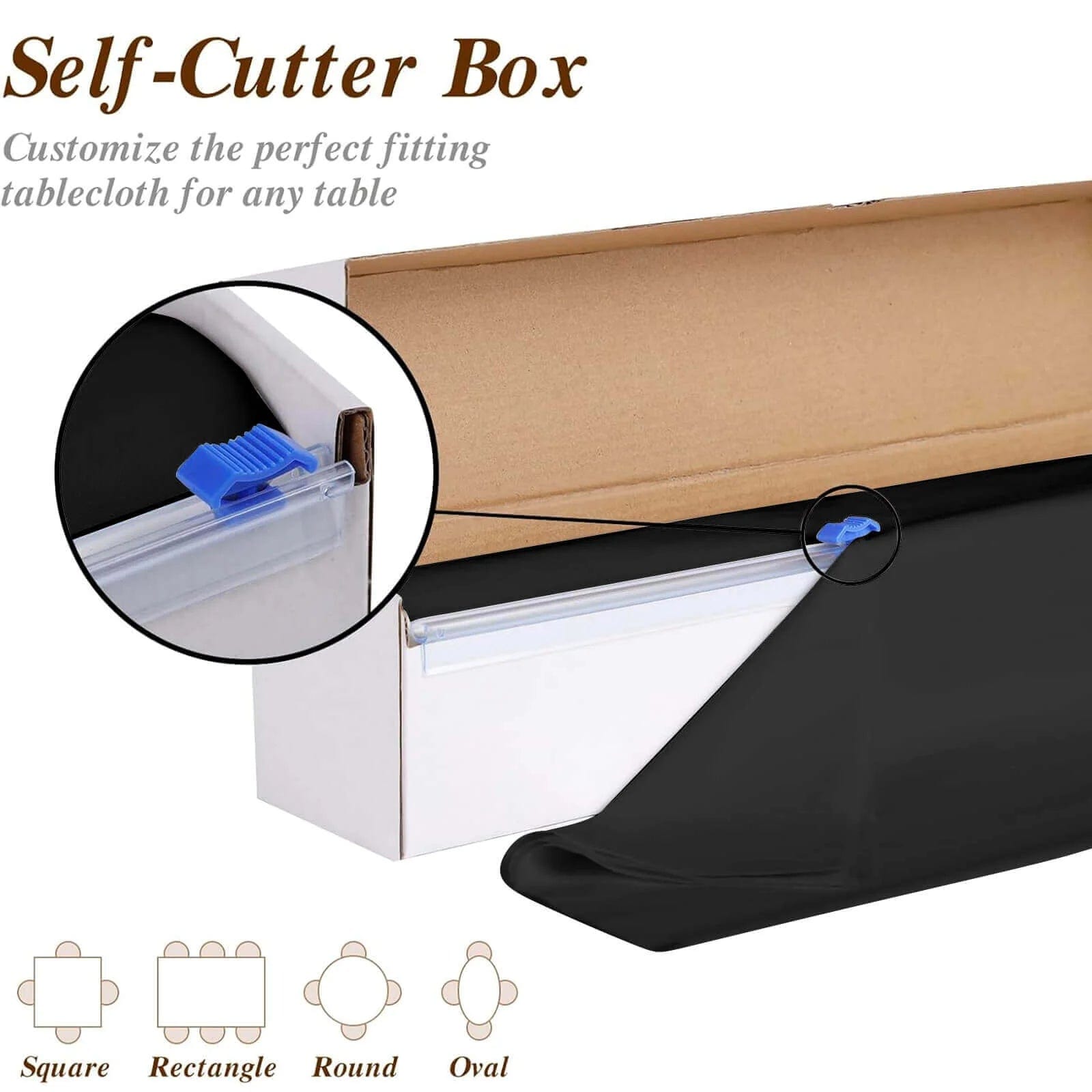 54x3600 in Disposable Plastic Table Cover Roll in a Cut-to-Size Box