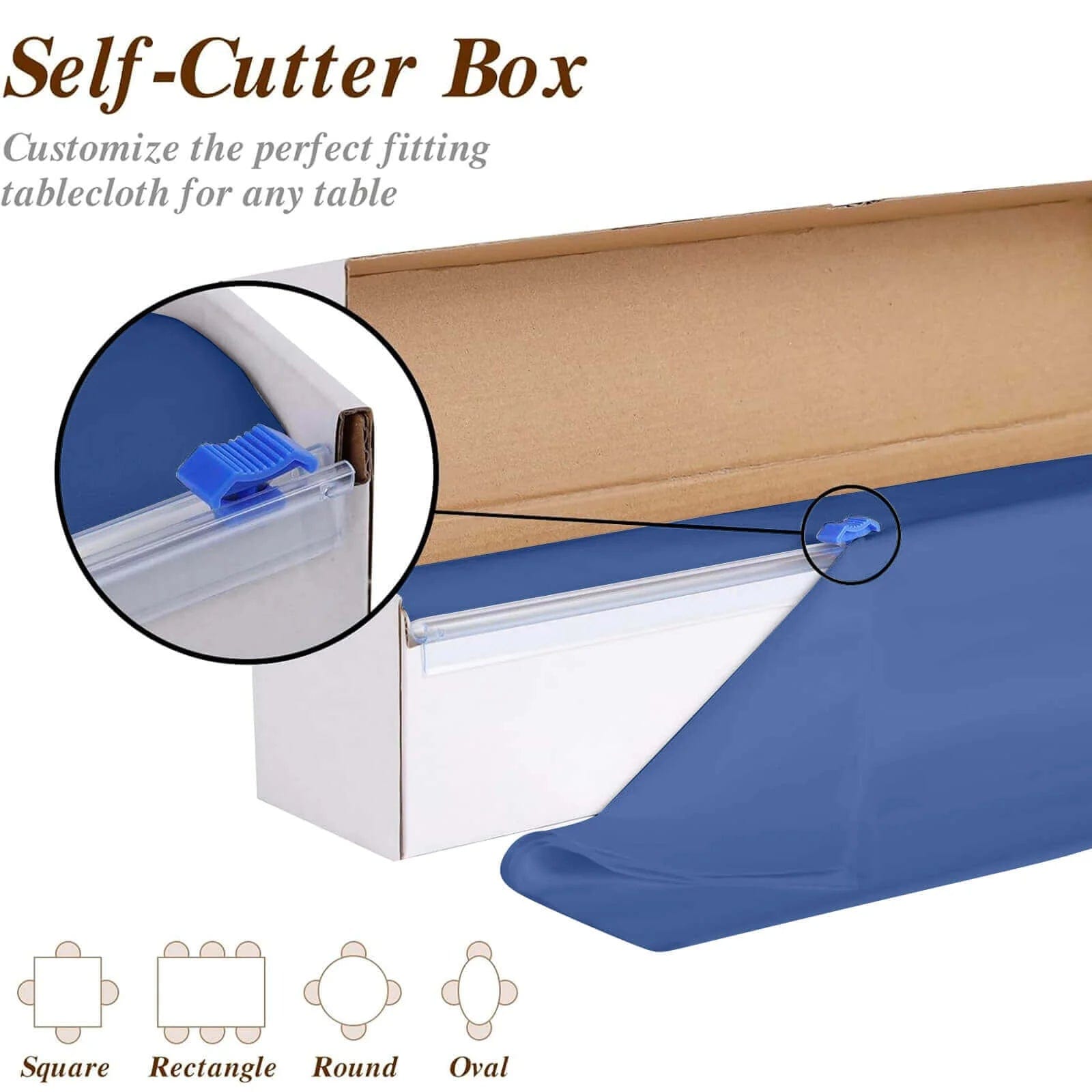 54x3600 in Disposable Plastic Table Cover Roll in a Cut-to-Size Box