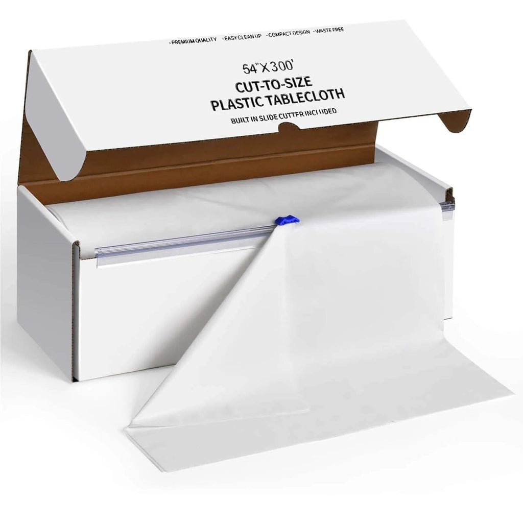 plastic table cover rolled on cardboard tube in breathable cloth bag storage