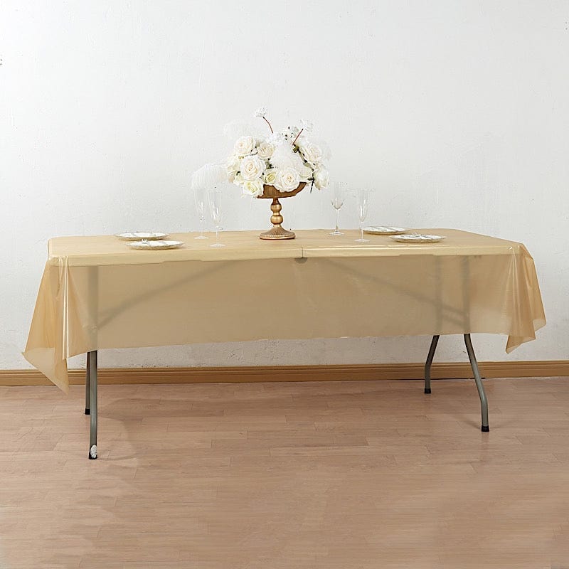 54x3600 in Disposable Plastic Table Cover Roll in a Cut-to-Size Box