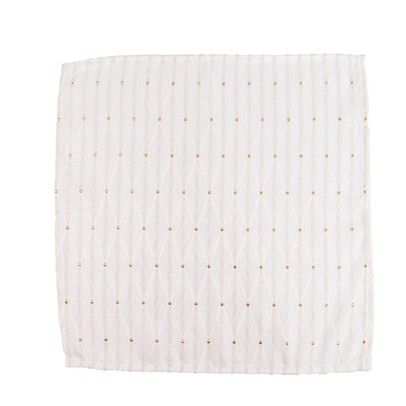 5 Pack 17x17 in Jacquard Cloth Napkins Diamond Trellis with Gold Accent Dots