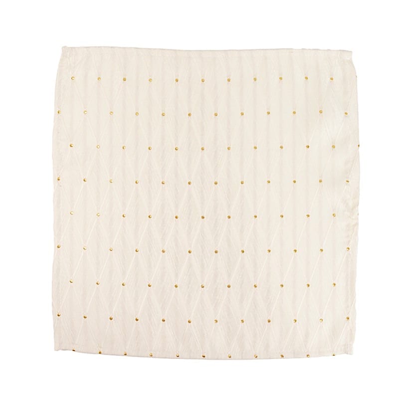 5 Pack 17x17 in Jacquard Cloth Napkins Diamond Trellis with Gold Accent Dots