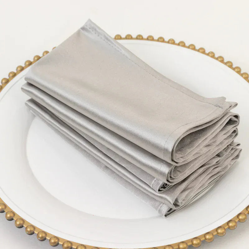 5 Pack 17x17 in Shimmer Scuba Wrinkle-Free Reusable Lustrous Napkins