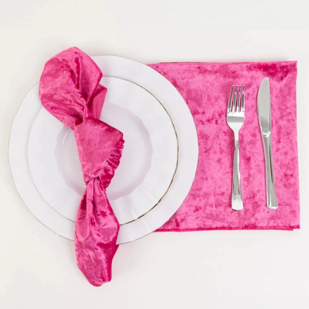 5 pcs 20x20 in Premium Crushed Velvet Dinner Table Napkins