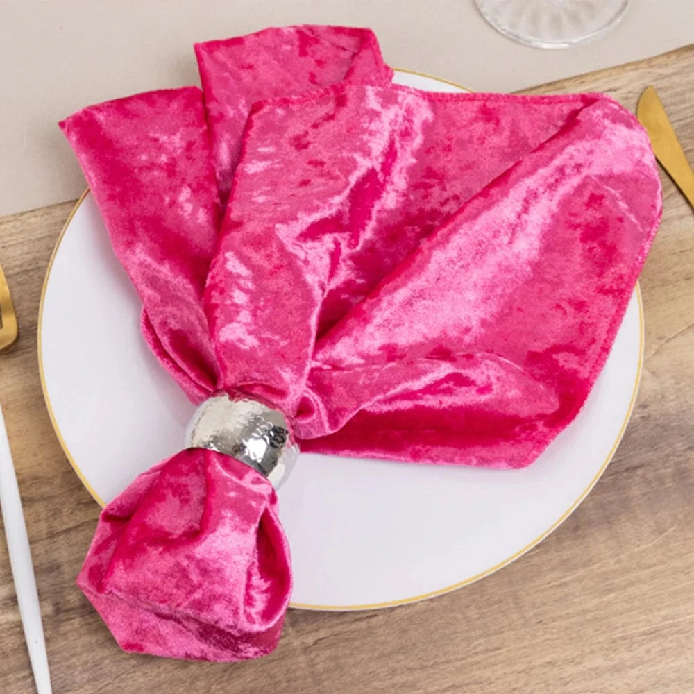 5 pcs 20x20 in Premium Crushed Velvet Dinner Table Napkins