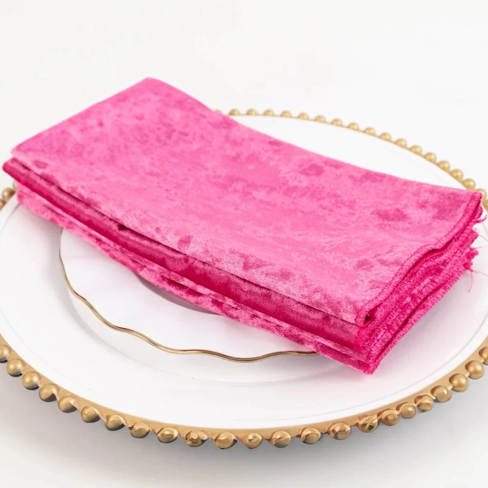 5 pcs 20x20 in Premium Crushed Velvet Dinner Table Napkins