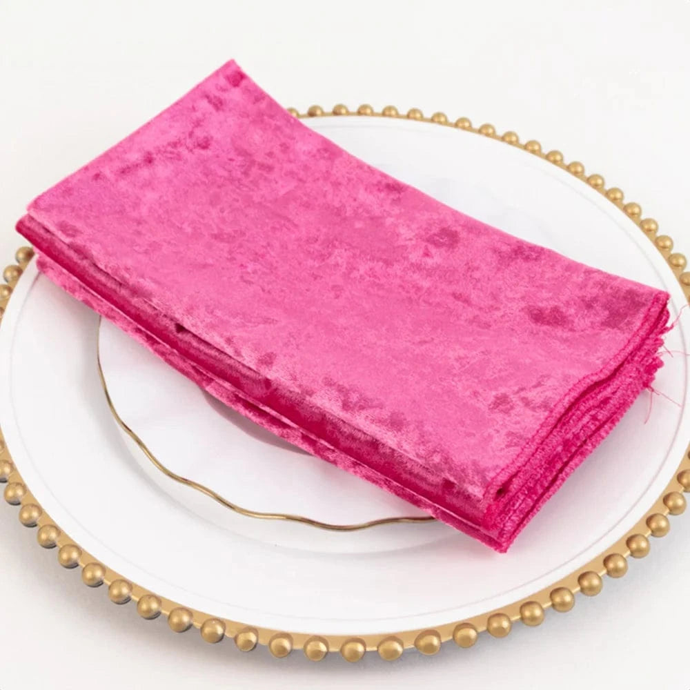 5 pcs 20x20 in Premium Crushed Velvet Dinner Table Napkins