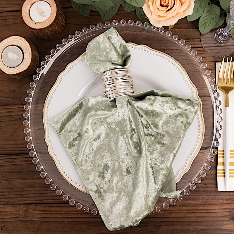 5 pcs 20x20 in Premium Crushed Velvet Dinner Table Napkins
