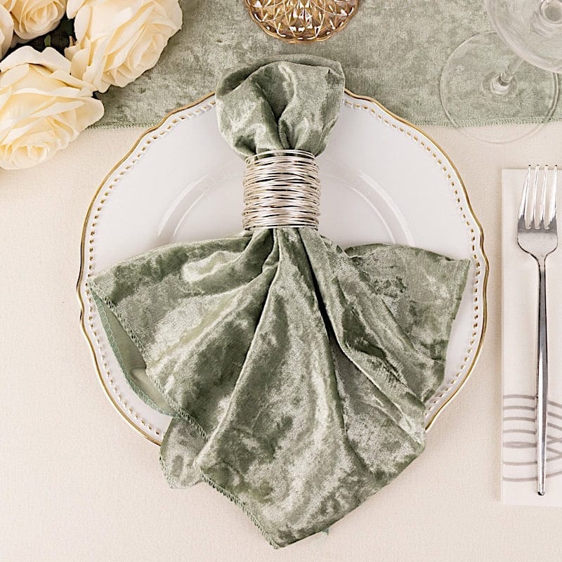 5 pcs 20x20 in Premium Crushed Velvet Dinner Table Napkins