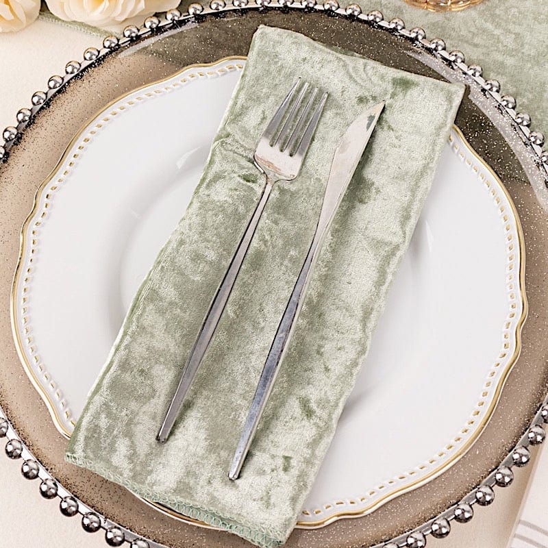 5 pcs 20x20 in Premium Crushed Velvet Dinner Table Napkins